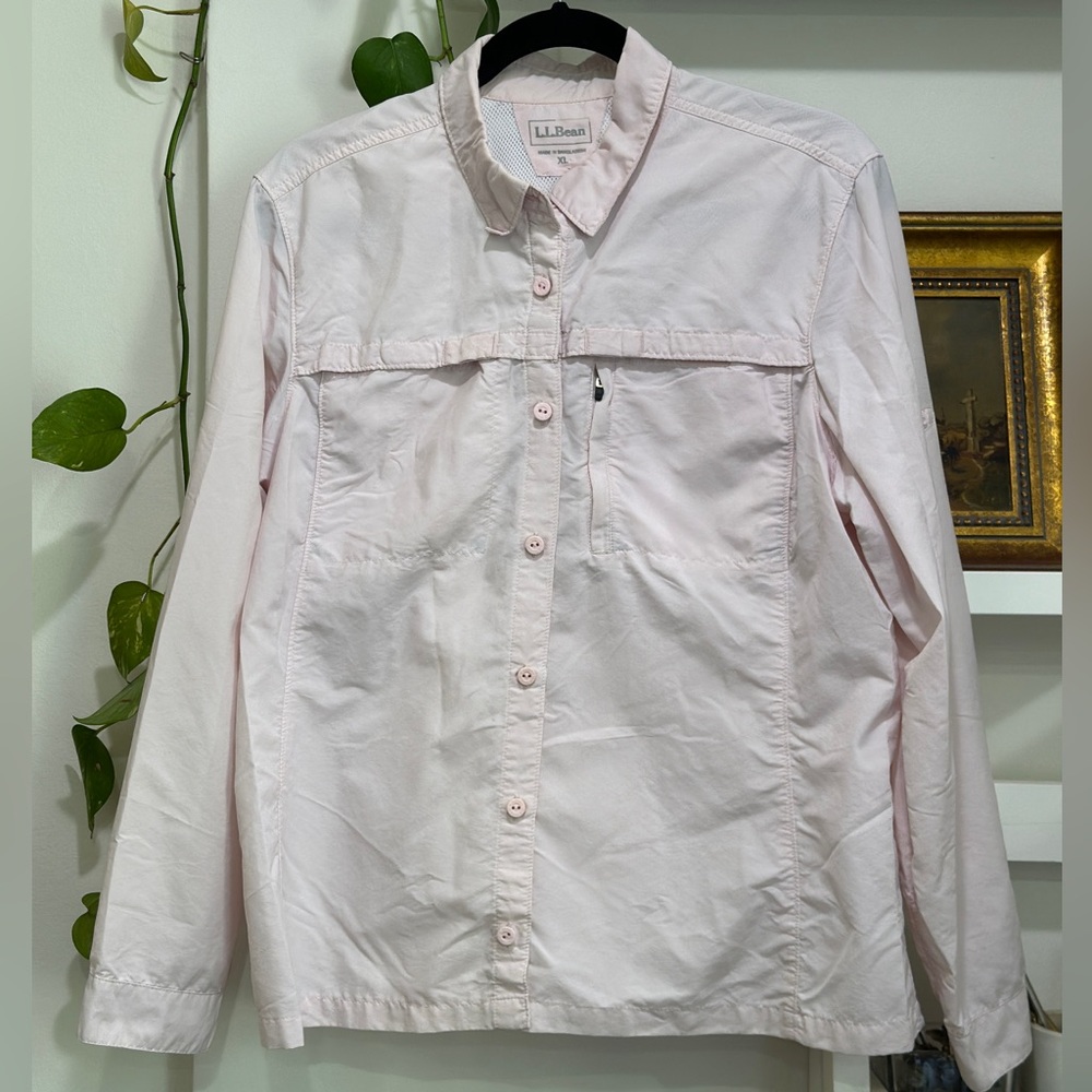 LL BEAN | Pink Vented Hiking/Fishing shirt
